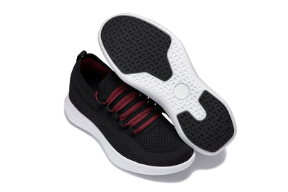 CALTO - QA064 - 2.4 Inches Taller (Black/Red/White Sole) - Lightweight Knitted Sneakers - Triathlete Store