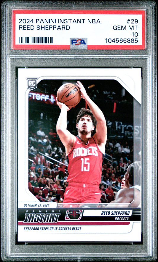 Graded 2024 Panini Instant NBA Reed Sheppard #29 Rookie RC Basketball Card PSA 10 Gem Mint