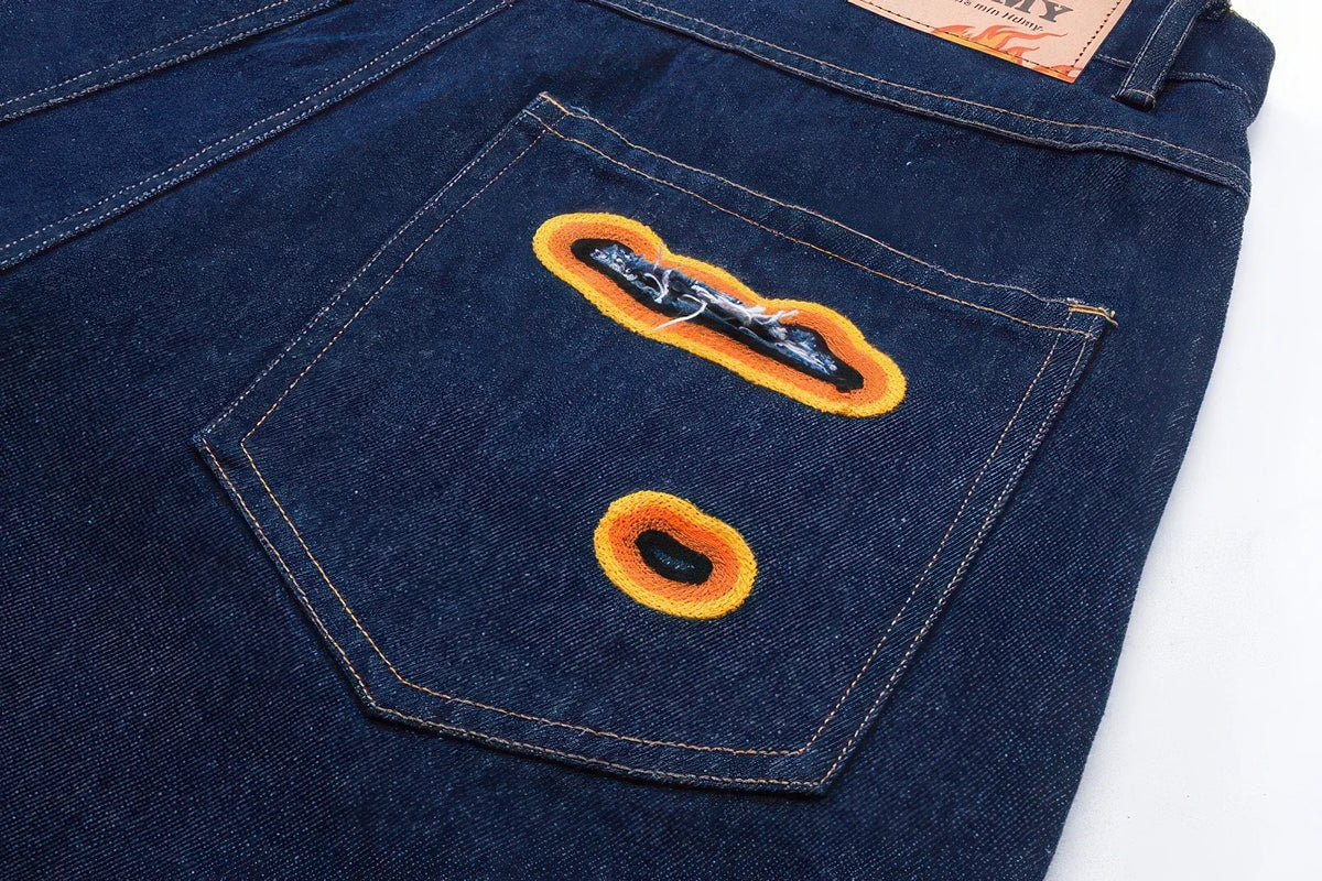 Flame Burnout Distressed Denim Jeans – Bold, Street Style Design