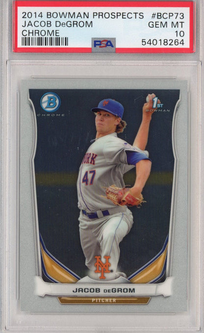 Graded 2014 Bowman Chrome Prospects Jacob DeGrom #BCP73 Rookie RC Baseball Card PSA 10 Gem Mint