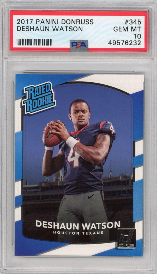 Graded 2017 Panini Donruss Deshaun Watson #345 Rookie RC Football Card PSA 10 Gem Mint
