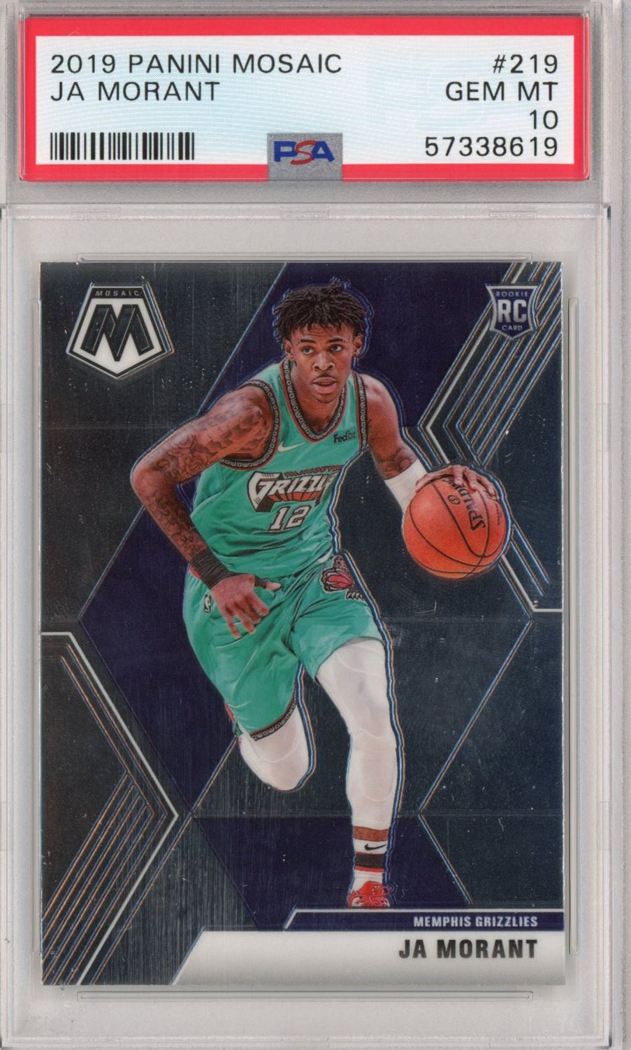 Graded 2019-20 Panini Mosaic Ja Morant #219 Rookie RC Basketball Card PSA 10 Gem Mint