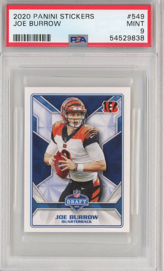 Graded 2020 Panini Stickers Joe Burrow #549 Rookie RC Football Card PSA 9 Mint