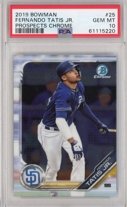 Graded 2019 Topps Bowman Fernando Tatis Jr. #25 Prospects Chrome Rookie RC Baseball Card PSA 10 Gem Mint