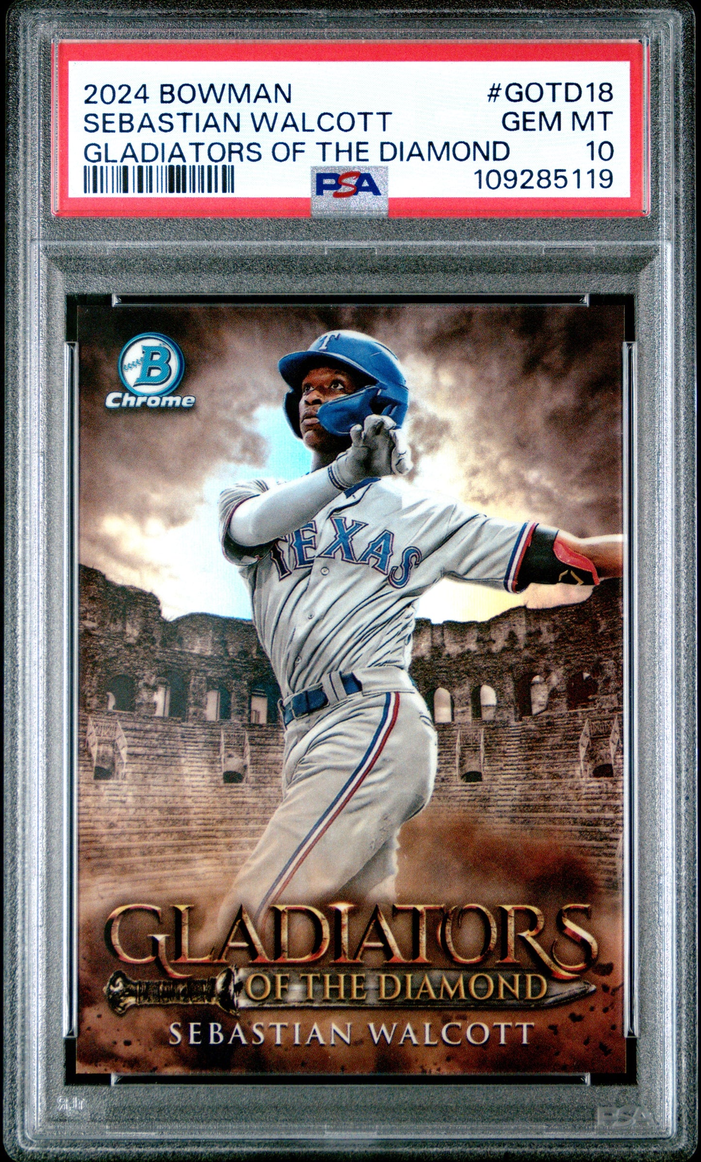 Graded 2024 Topps Bowman Sebastian Walcott #GOTD18 Gladiators of the Diamond Rookie RC Baseball Card PSA 10 Gem Mint