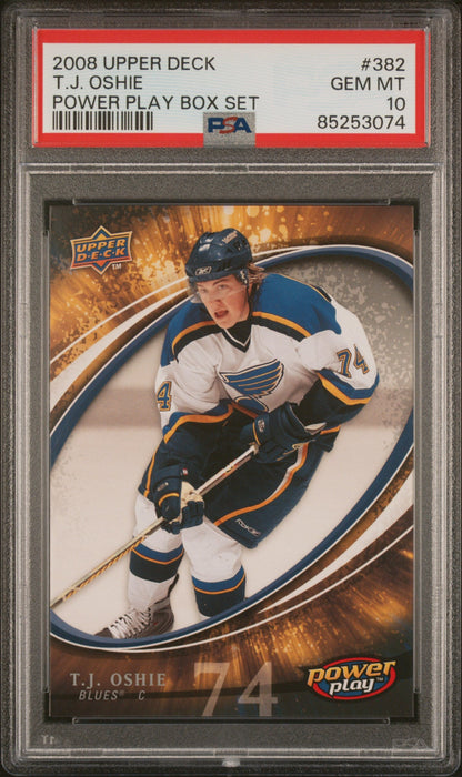 Graded 2008 Upper Deck TJ Oshie #382 Power Play Box Set Rookie RC Hockey Card PSA 10 Gem Mint