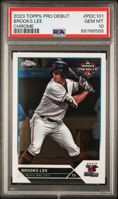 Graded 2023 Topps Pro Debut Brooks Lee #PDC101 Chrome Rookie RC Baseball Card PSA 10 Gem Mint