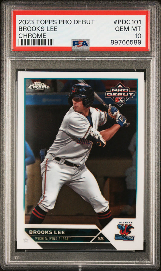 Graded 2023 Topps Pro Debut Brooks Lee #PDC101 Chrome Rookie RC Baseball Card PSA 10 Gem Mint