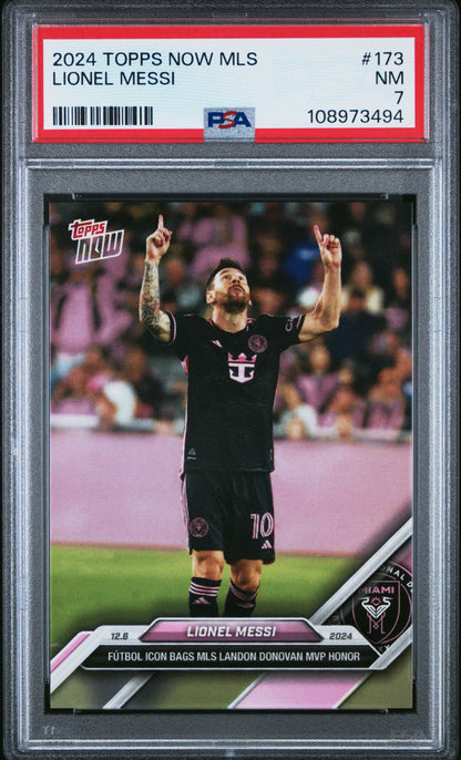 Graded 2024 Topps Now MLS Lionel Messi #173 Soccer Card PSA 7 Near Mint