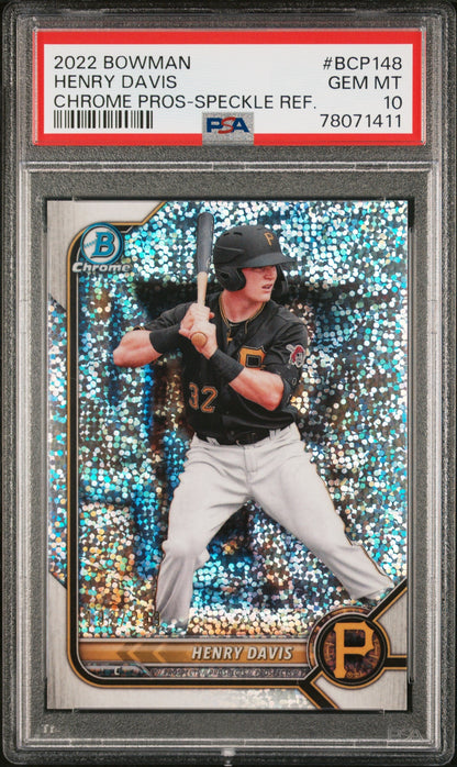 Graded 2022 Topps Bowman Henry Davis #BCP148 Chrome Prospects Speckle Refractor #/299 Rookie RC Baseball Card PSA 10 Gem Mint