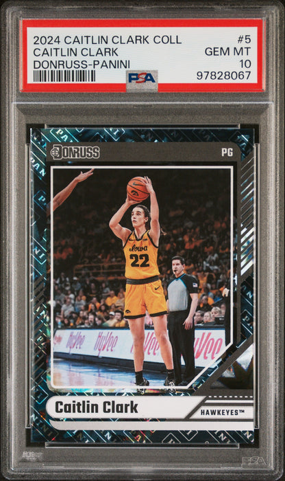 Graded 2024 Panini Caitlin Clark Collection Caitlin Clark #5 Donruss Panini Rookie RC Basketball Card PSA 10 Gem Mint