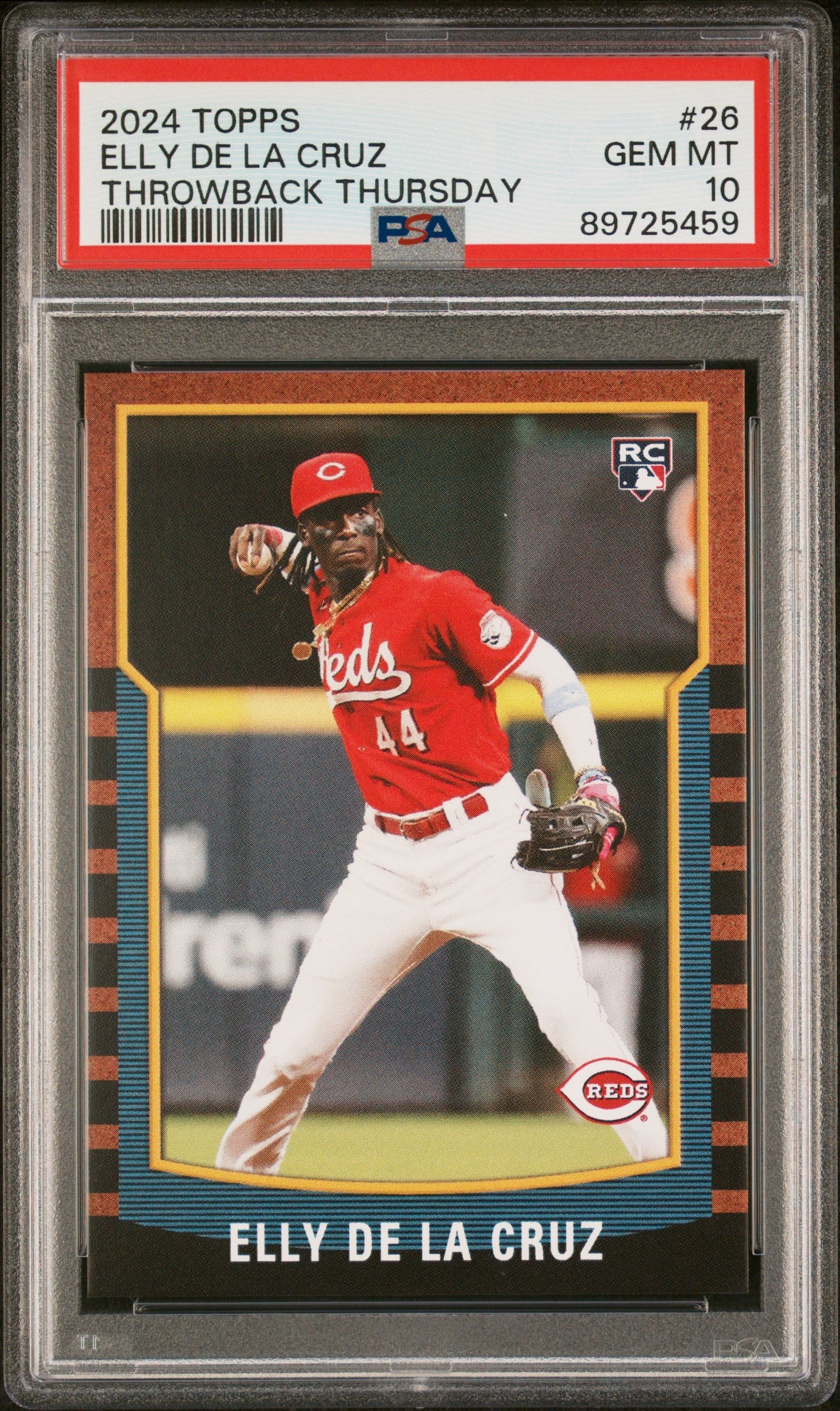 Graded 2024 Topps Elly De La Cruz #26 Throwback Thursday Rookie RC Baseball Card PSA 10 Gem Mint