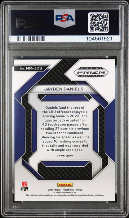 Graded 2024 Panini Prizm Draft Picks Jayden Daniels #NRJDS New Recruits Red Ice Rookie RC Football Card PSA 10 Gem Mint