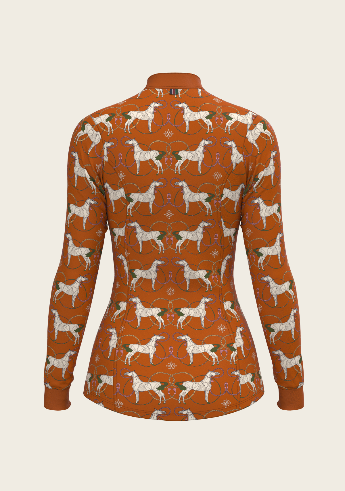 Roped Horses on Tan Quarter Zip Sun Shirt