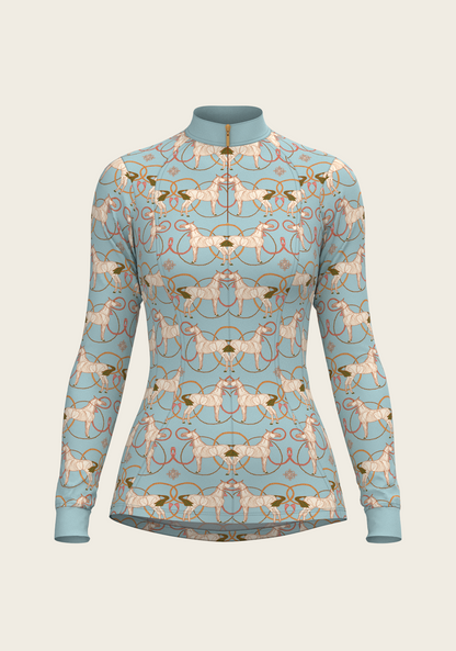 Roped Horses on Sky Blue Quarter Zip Sun Shirt
