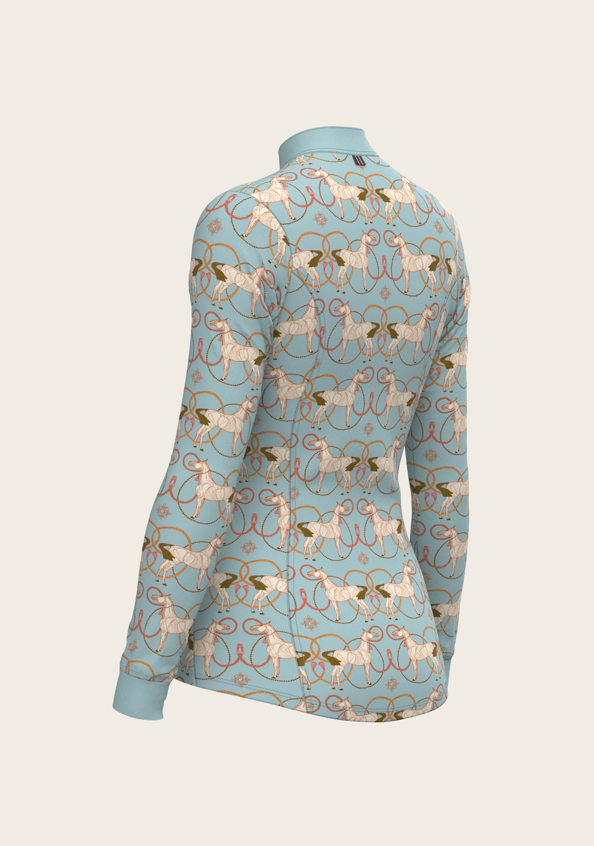 Roped Horses on Sky Blue Quarter Zip Sun Shirt
