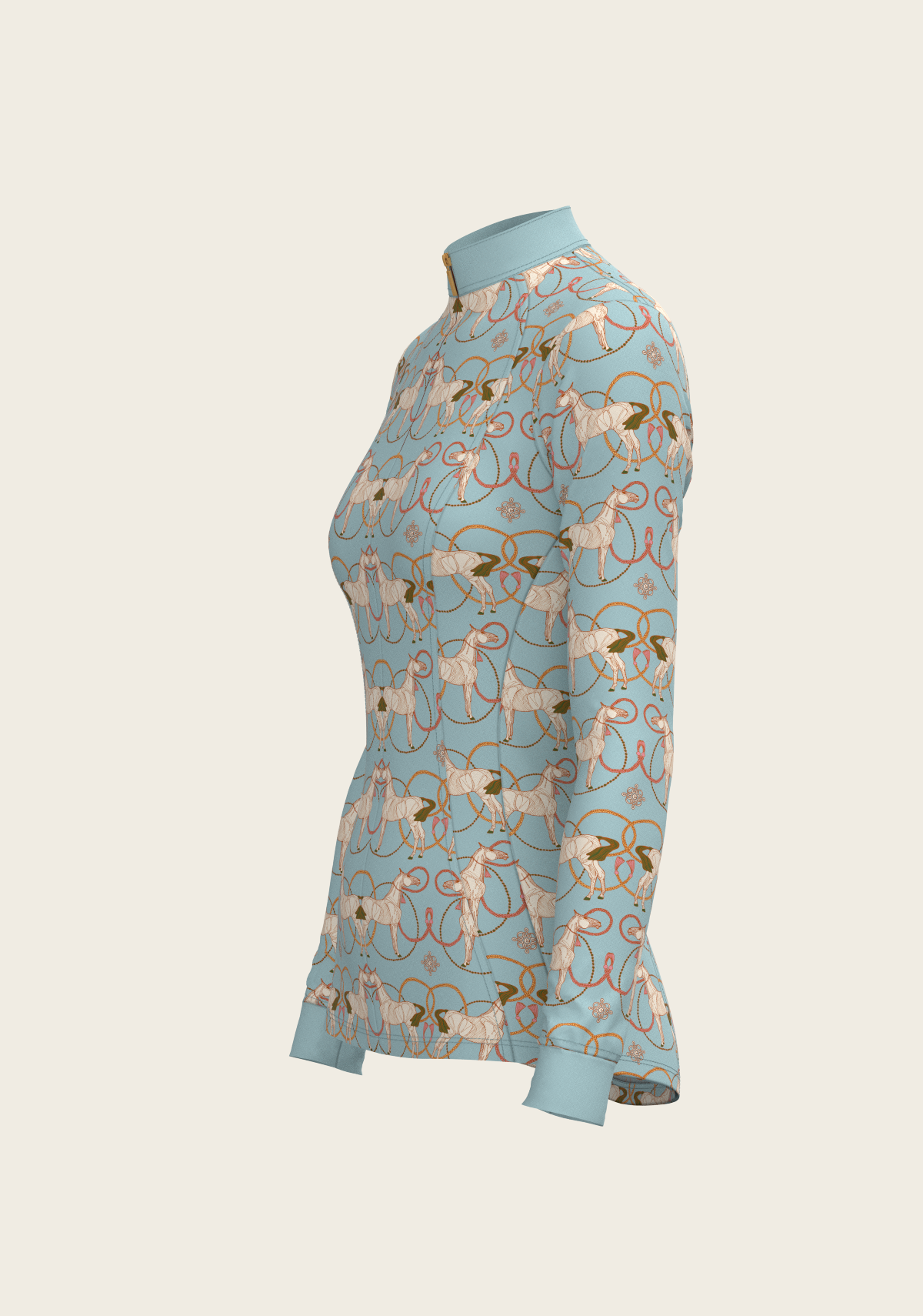 Roped Horses on Sky Blue Quarter Zip Sun Shirt