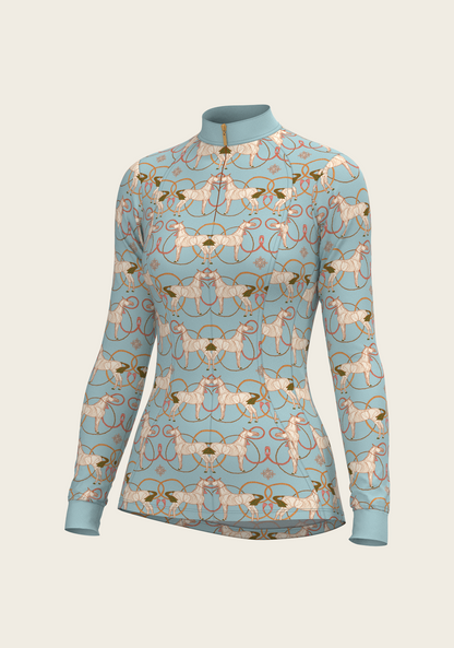 Roped Horses on Sky Blue Quarter Zip Sun Shirt