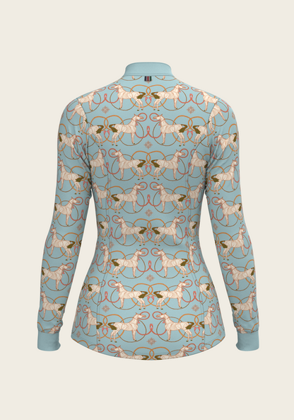 Roped Horses on Sky Blue Quarter Zip Sun Shirt