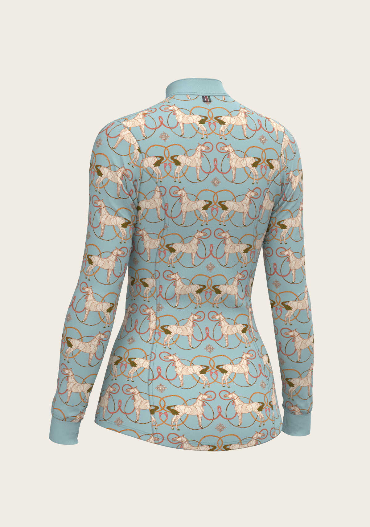 Roped Horses on Sky Blue Quarter Zip Sun Shirt