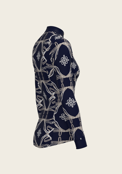 Roped Bridles on Navy Quarter Zip Sun Shirt