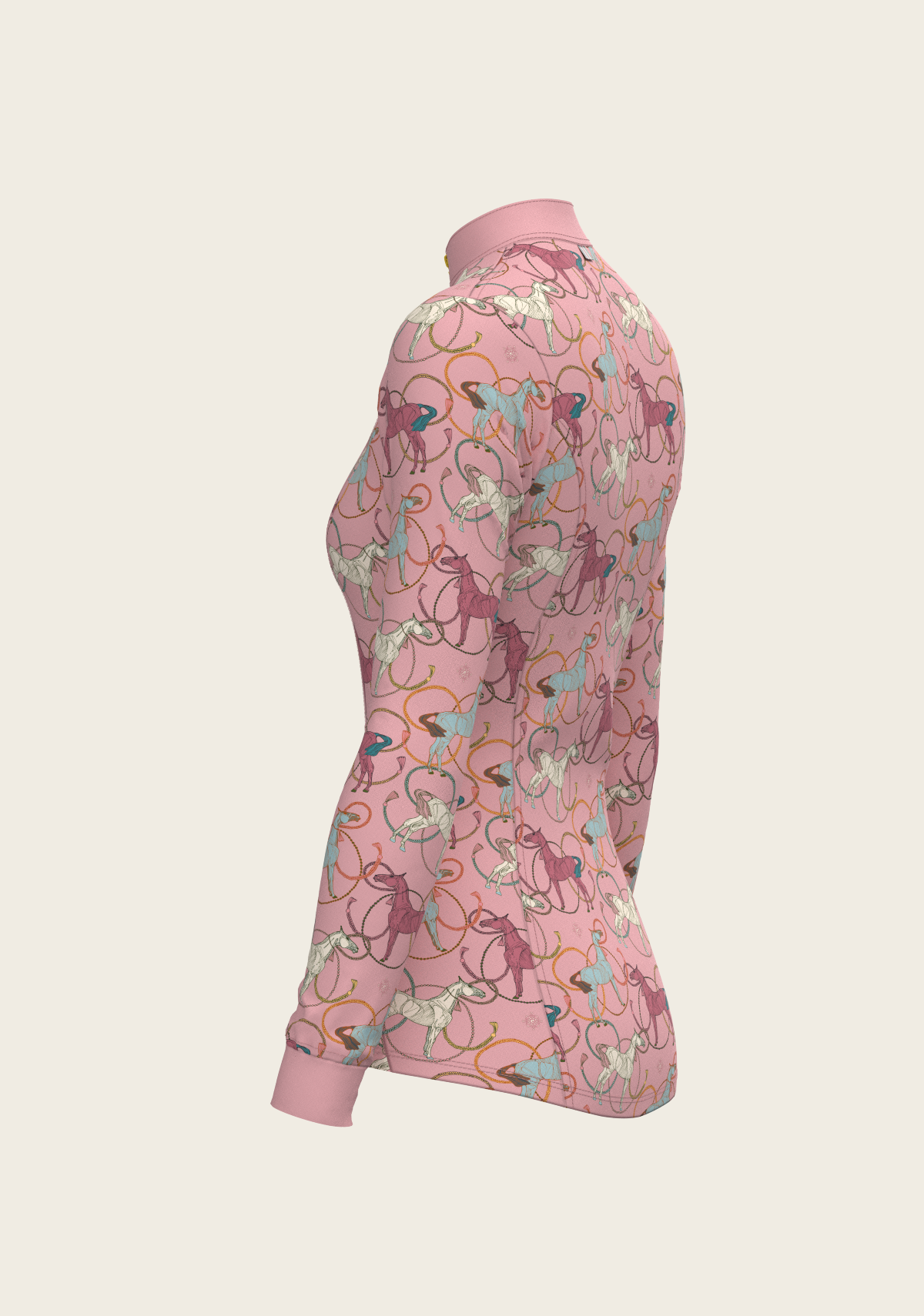 Roped Horses on Rose Quarter Zip Sun Shirt