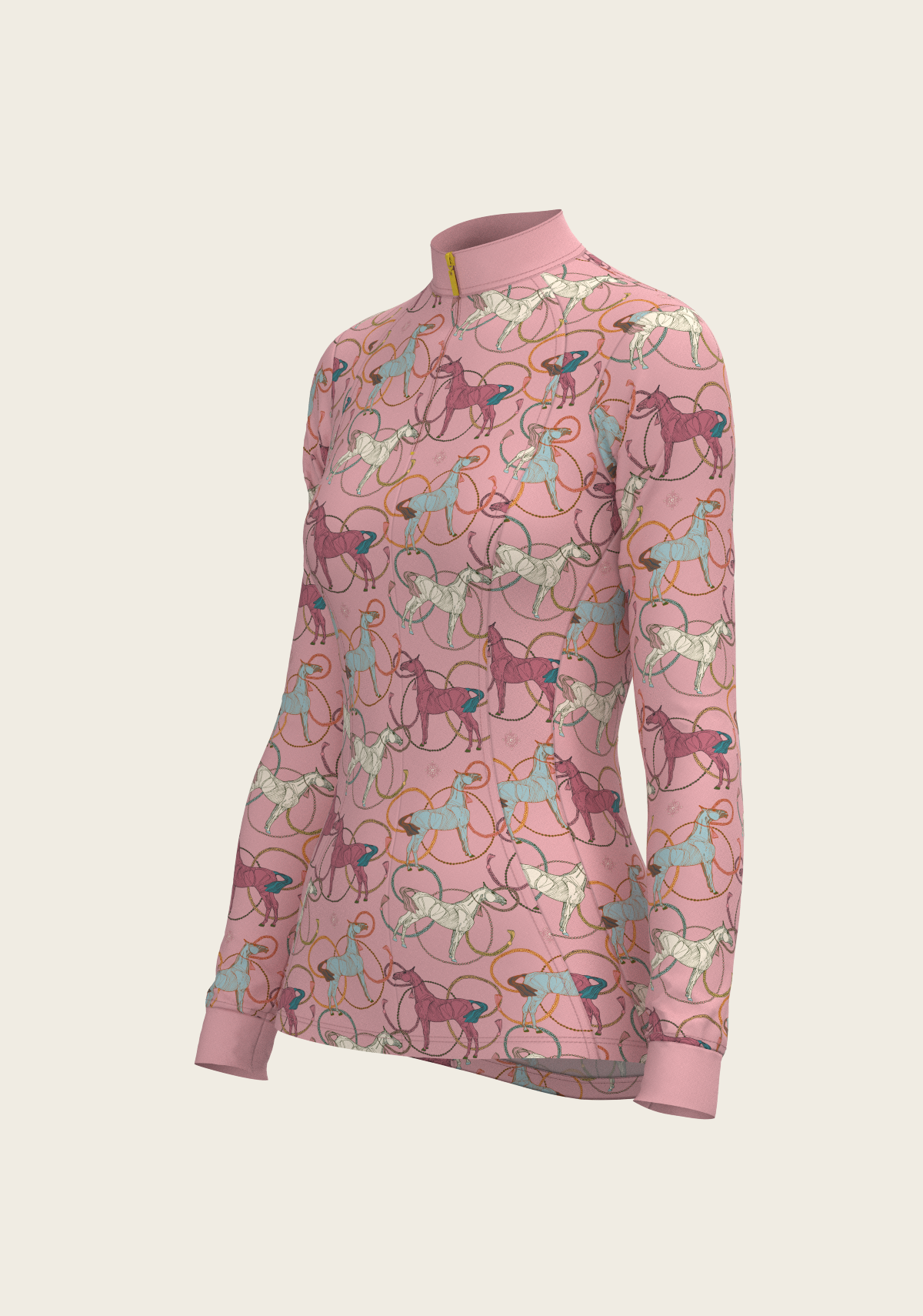 Roped Horses on Rose Quarter Zip Sun Shirt