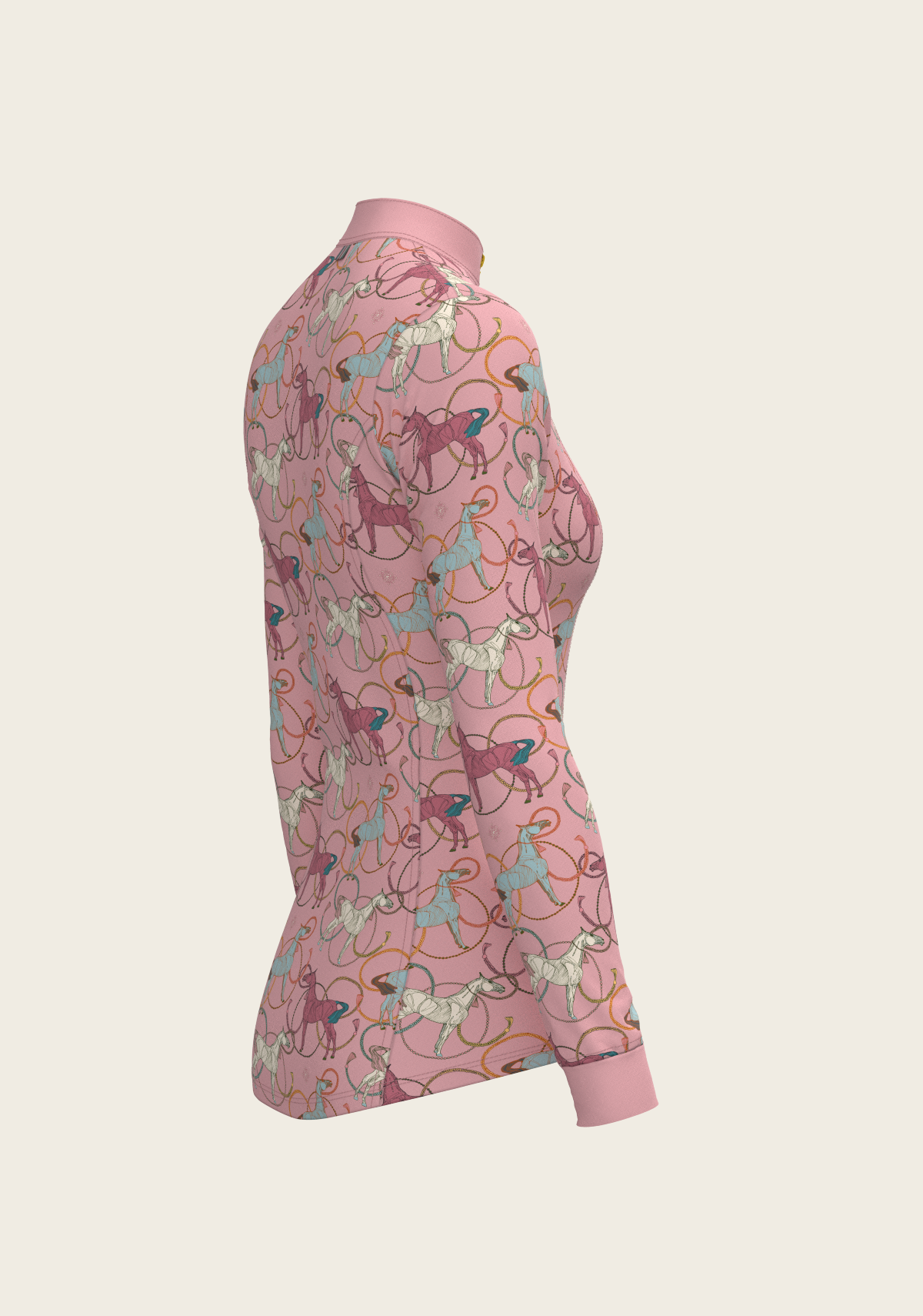 Roped Horses on Rose Quarter Zip Sun Shirt