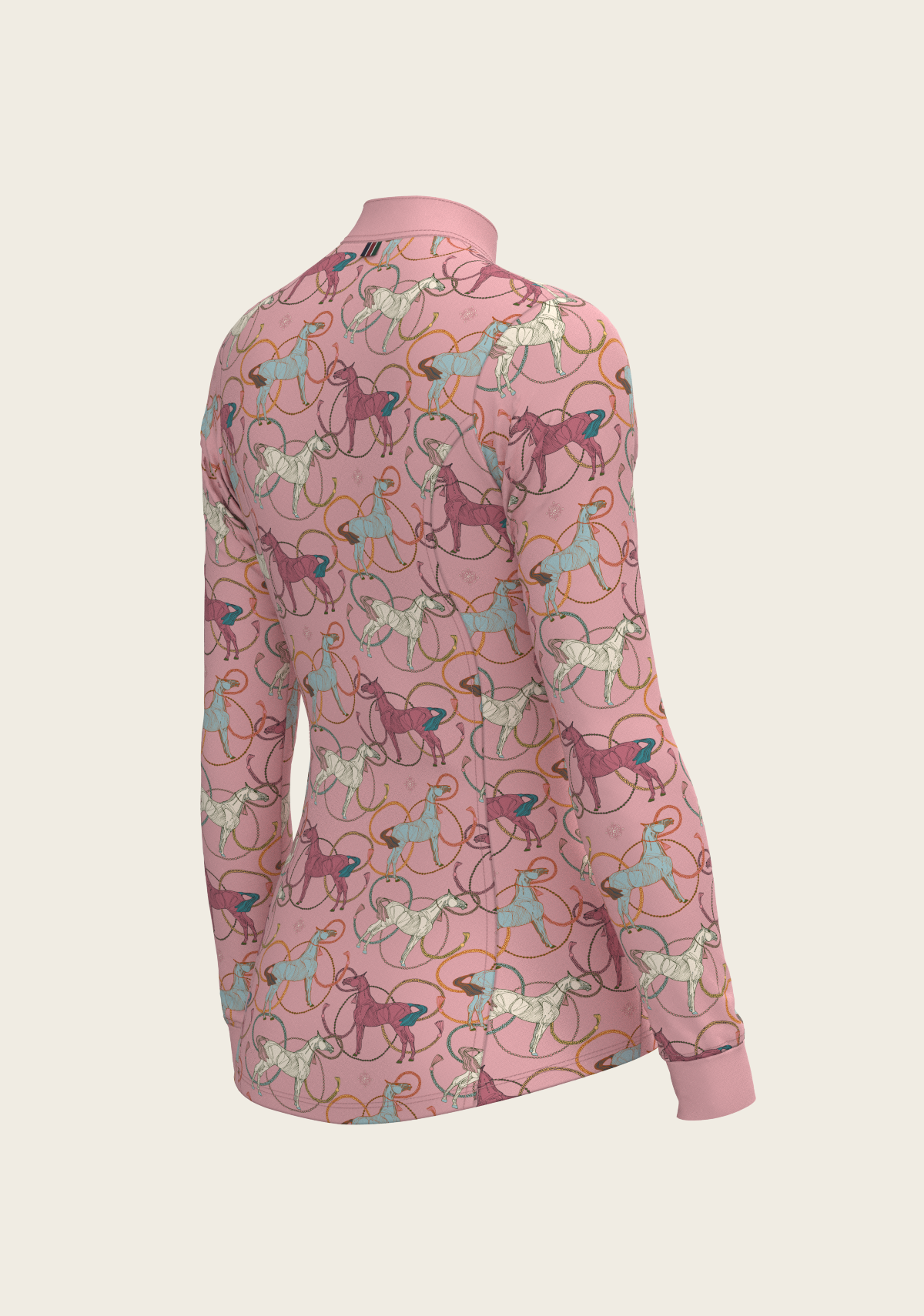 Roped Horses on Rose Quarter Zip Sun Shirt
