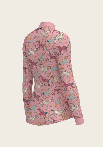 Roped Horses on Rose Quarter Zip Sun Shirt