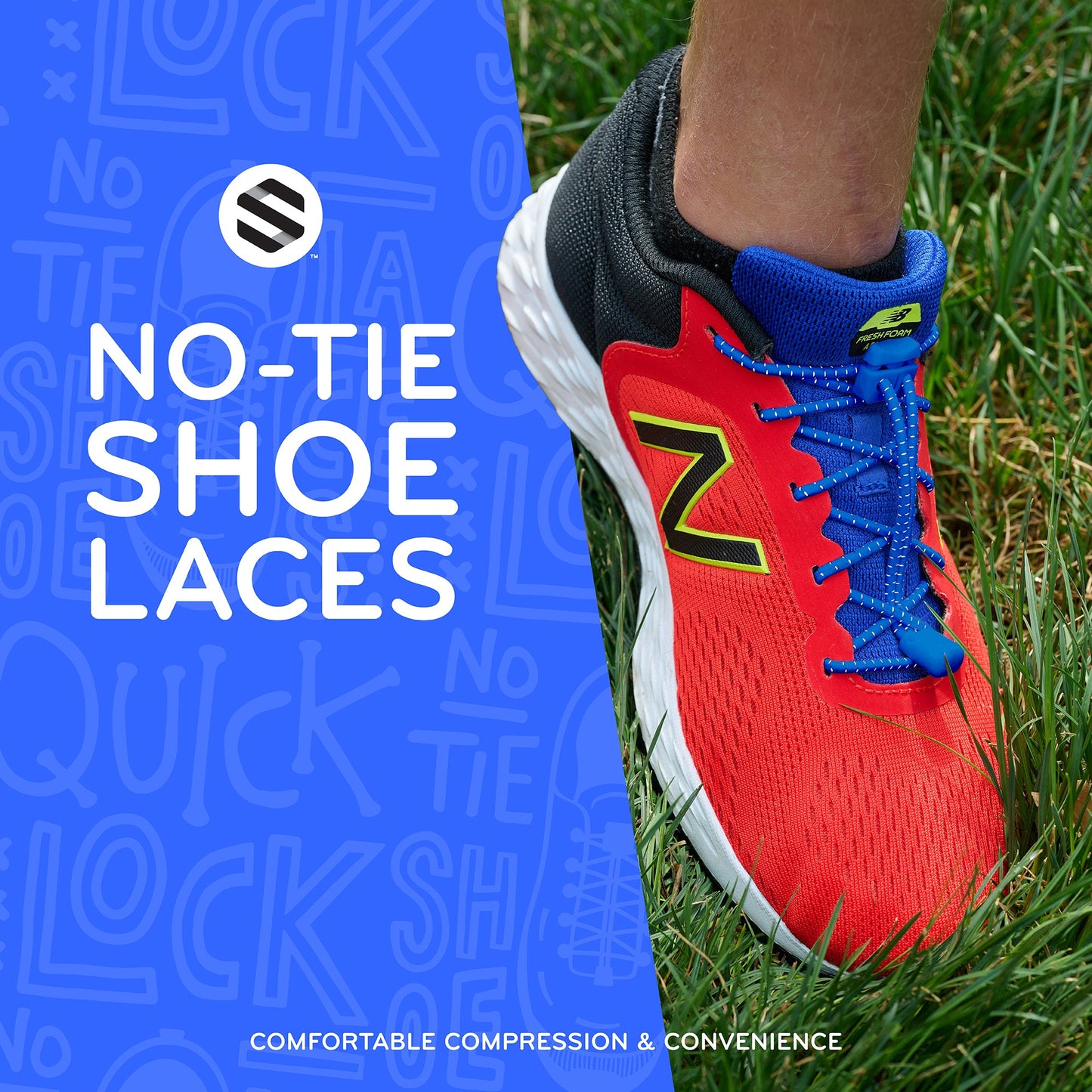 Blue Quick Lock No Tie Elastic Shoelaces