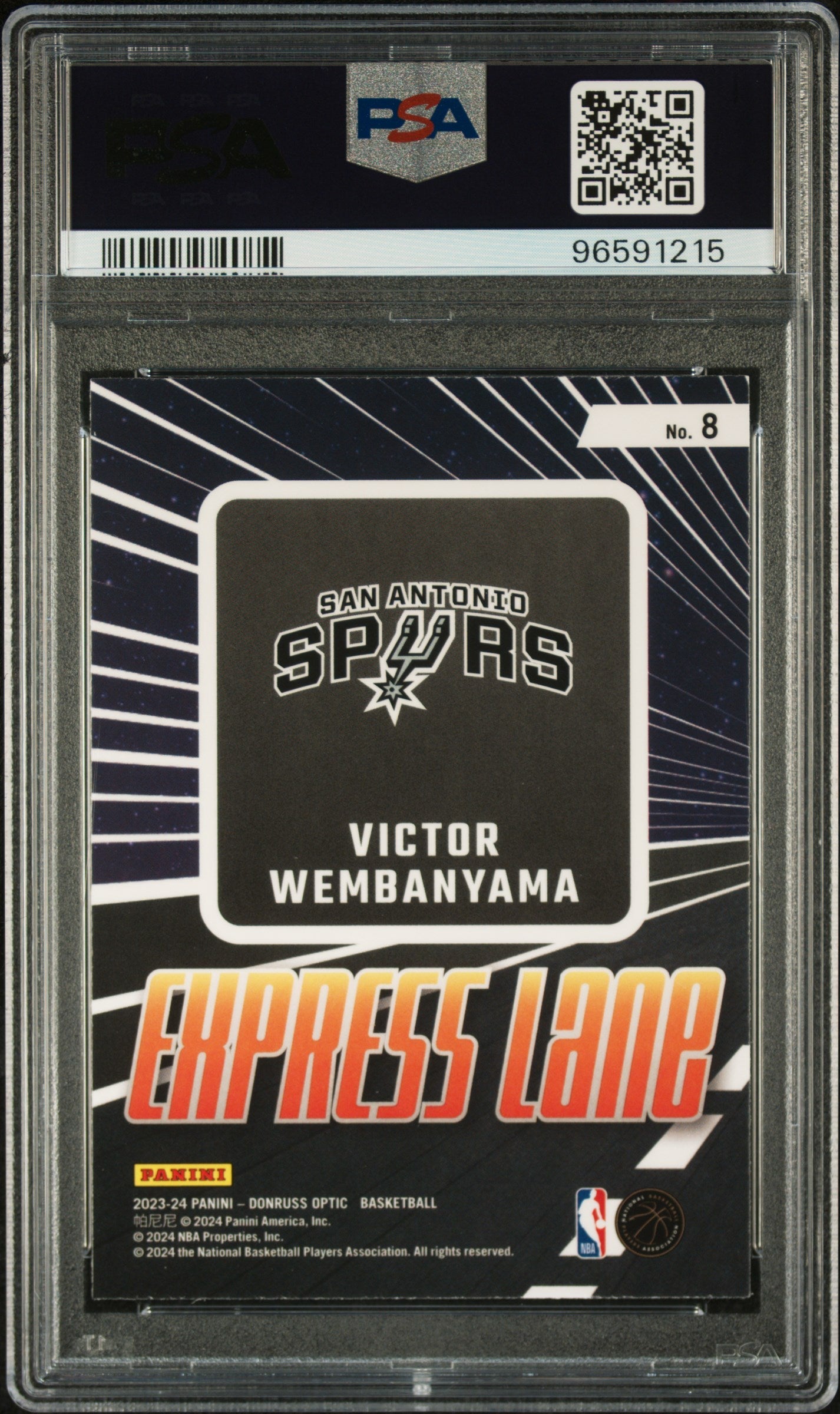 Graded 2023 Panini Donruss Optic Victor Wembanyama #8 Express Lane Rookie RC Basketball Card PSA 10 Gem Mint
