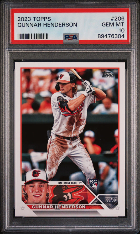Graded 2023 Topps Gunnar Henderson #206 Rookie RC Baseball Card PSA 10 Gem Mint