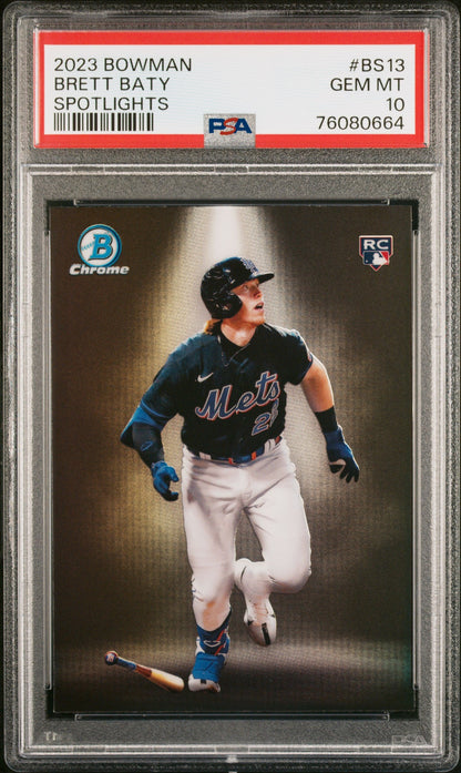 Graded 2023 Topps Bowman Brett Baty #BS13 Spotlights Rookie RC Baseball Card PSA 10 Gem Mint