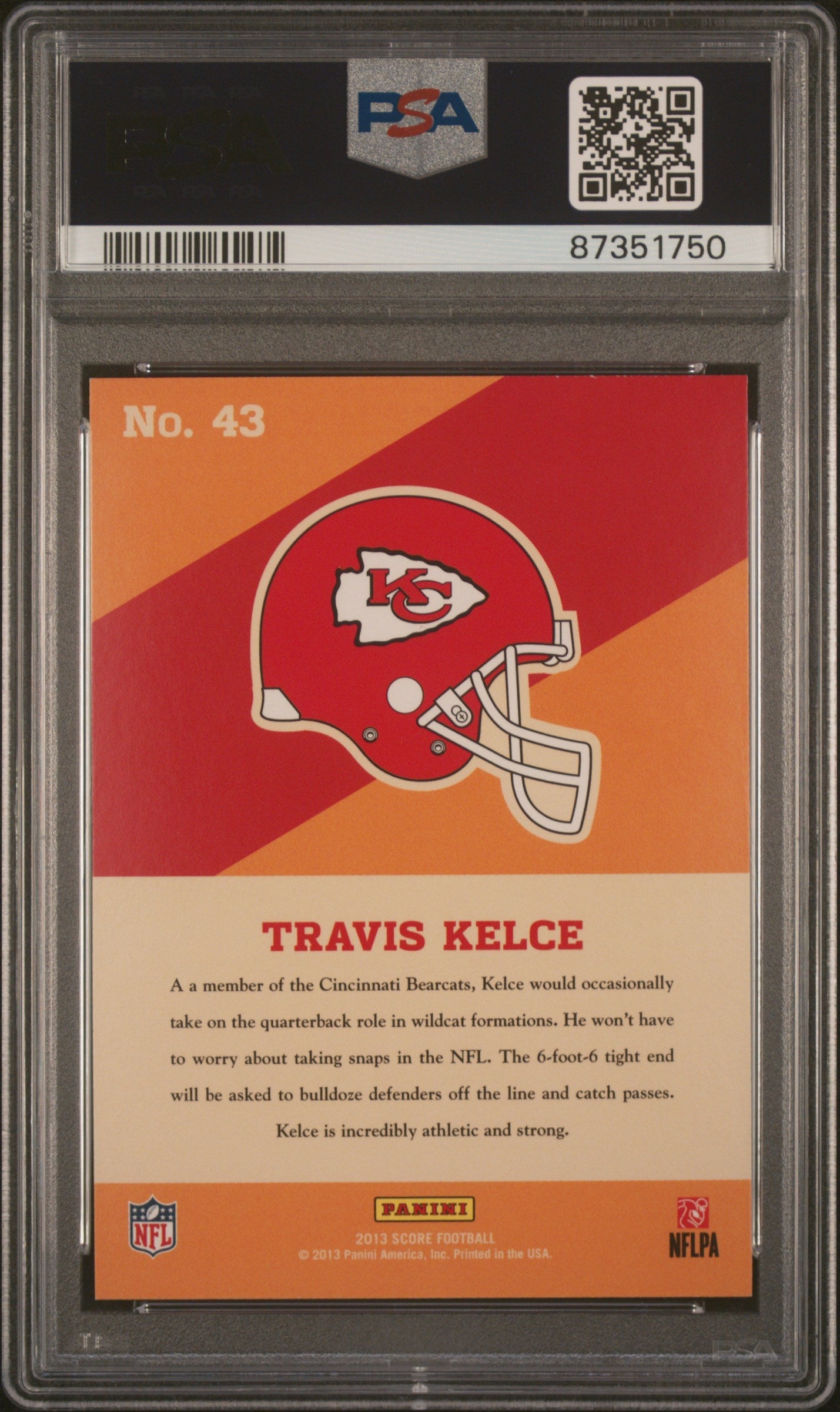 Graded 2013 Panini Score Travis Kelce #43 Hot Rookies RC Football Card PSA 10 Gem Mint