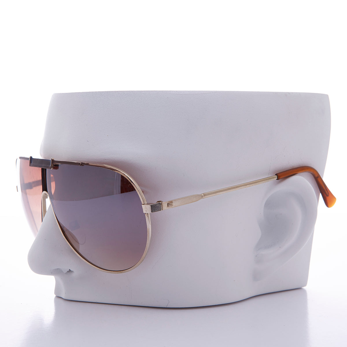 80s Gold Aviator Sunglass With Rose Colored Flash Mirror Lens - Racer