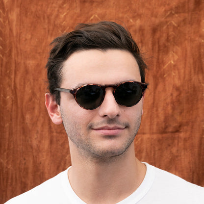Horn Rim Round Dapper Pantos Vintage Sunglasses - Randy