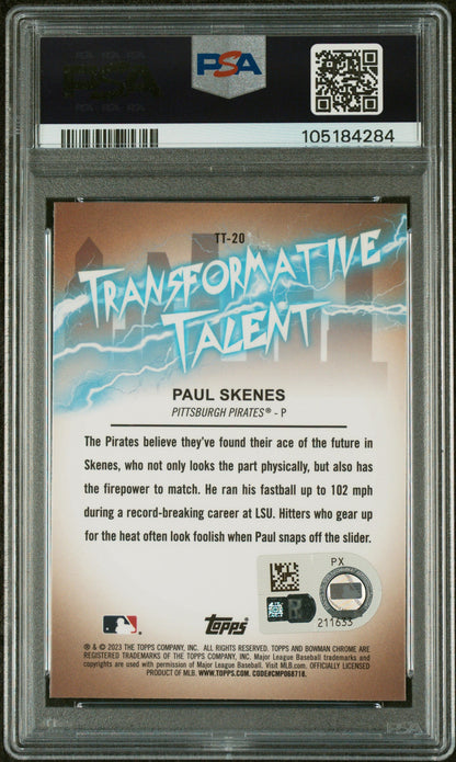 Graded 2023 Topps Bowman Draft Paul Skenes #TT20 Transformative Talent Rookie RC Baseball Card PSA 9 Auto Grade Mint