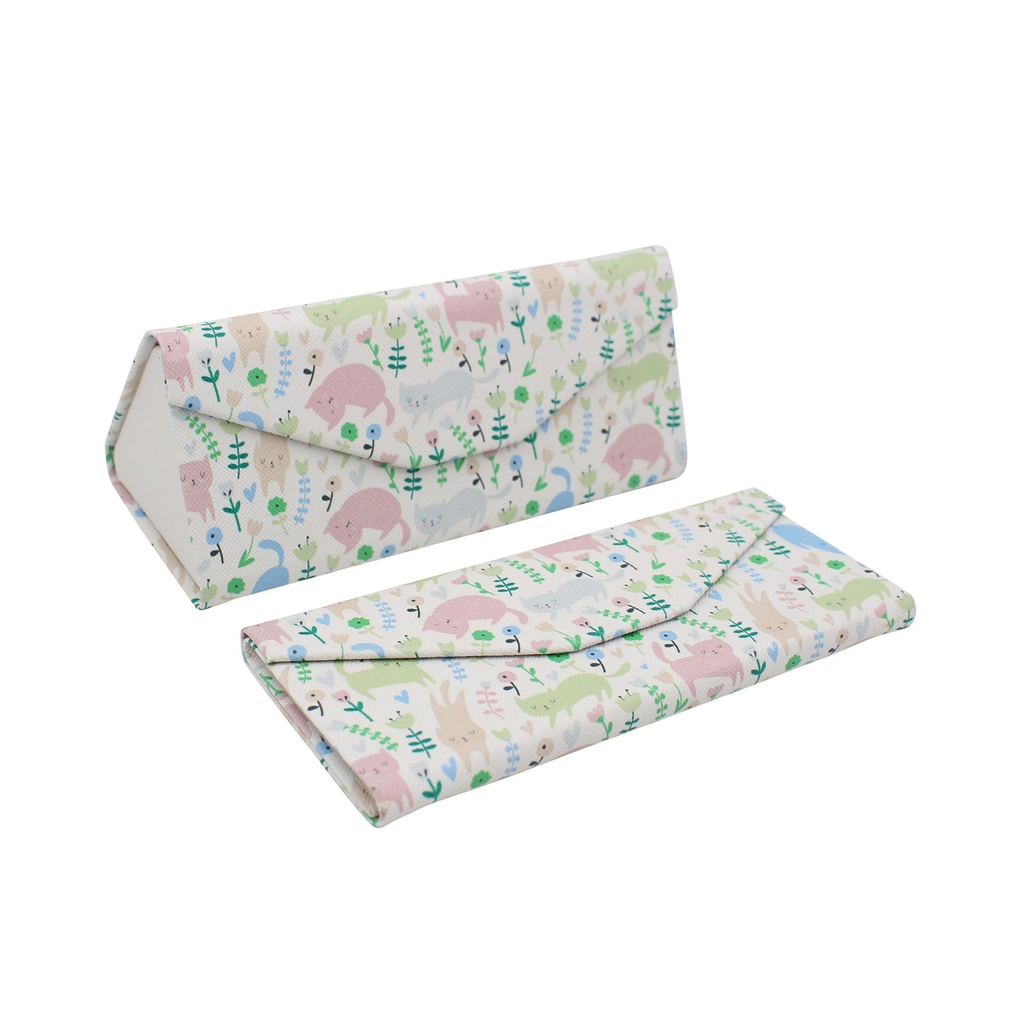 Cat Print Glasses Case - Vegan Leather Magic Folding Hardcase