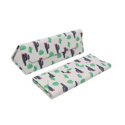 Small Cactus Print Print Glasses Case - Vegan Leather Magic Folding Hardcase