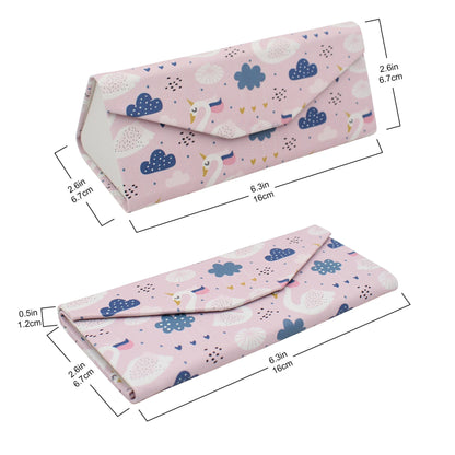 Swan Unicorn Print Glasses Case - Vegan Leather Magic Folding Hardcase