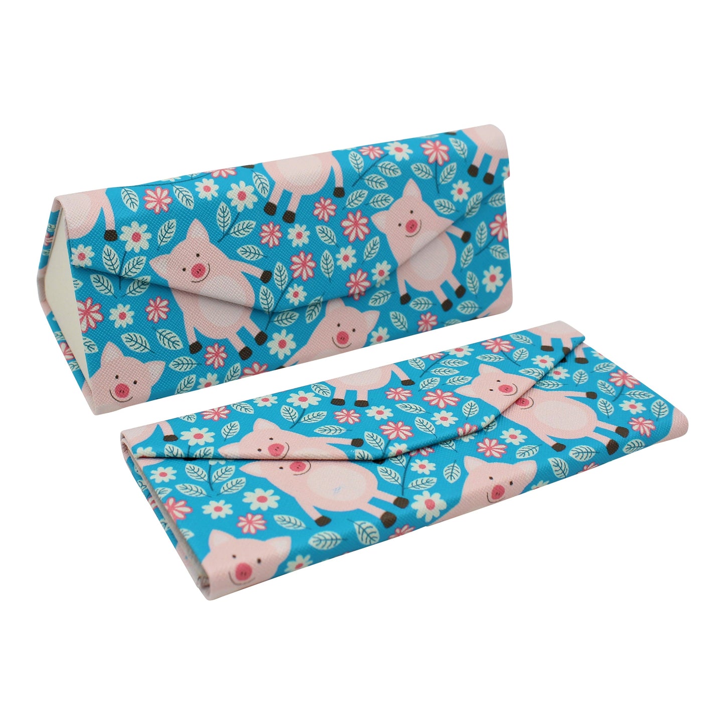 Pig Print Glasses Case - Vegan Leather Magic Folding Hardcase