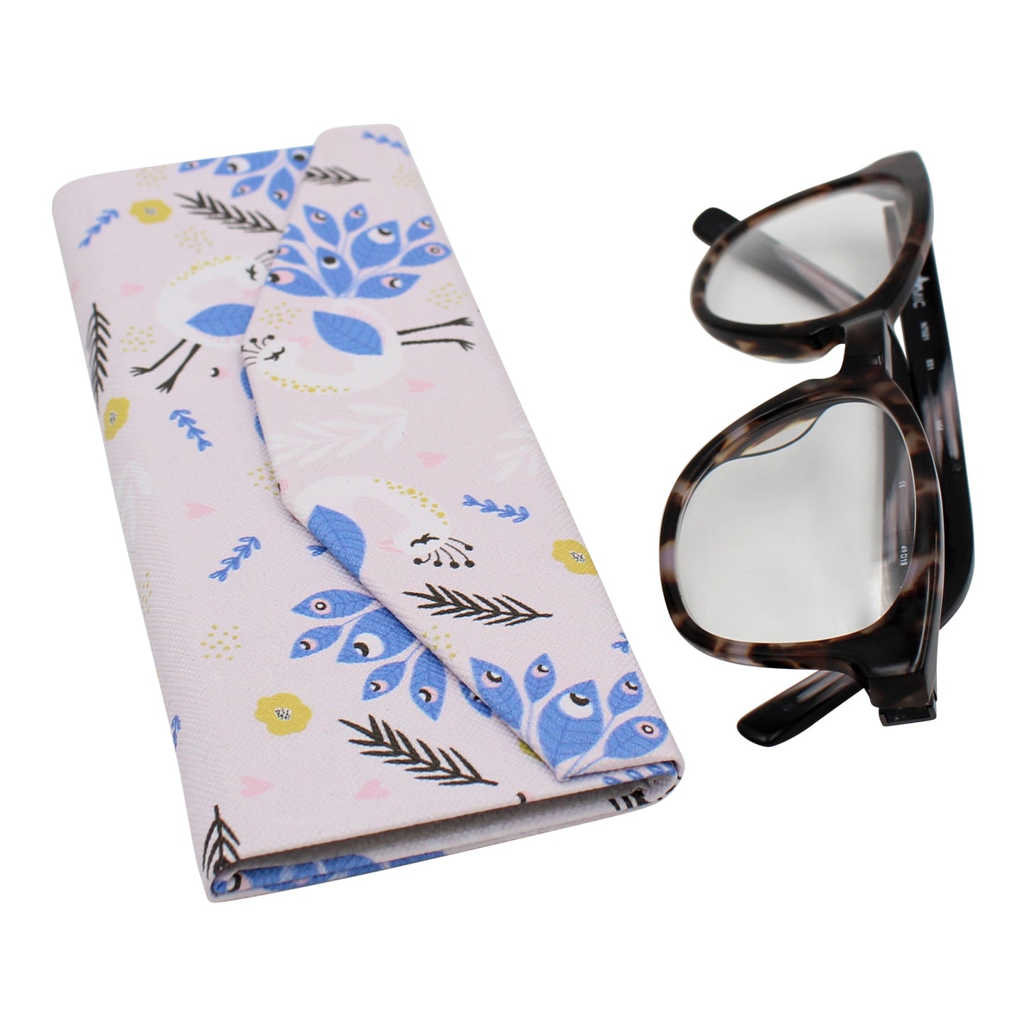 Peacock Print Glasses Case - Vegan Leather Magic Folding Hardcase