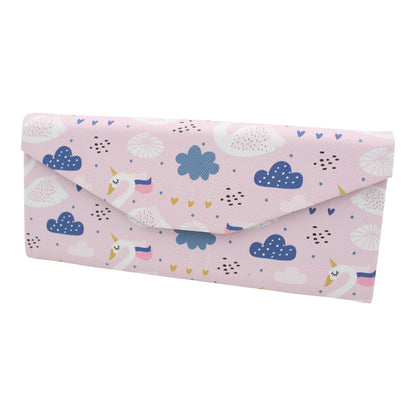 Swan Unicorn Print Glasses Case - Vegan Leather Magic Folding Hardcase
