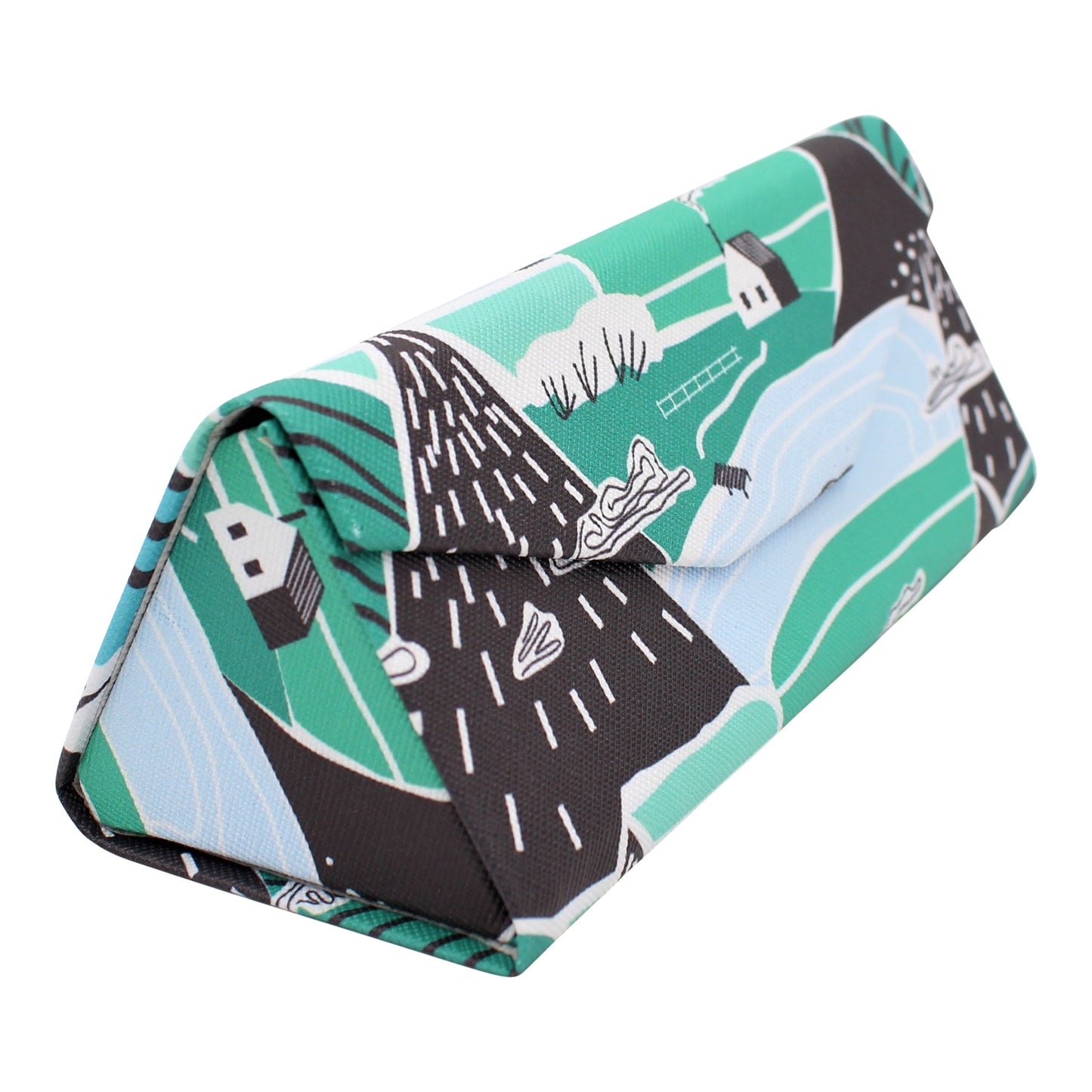 Farm House Print Glasses Case - Vegan Leather Magic Folding Hardcase