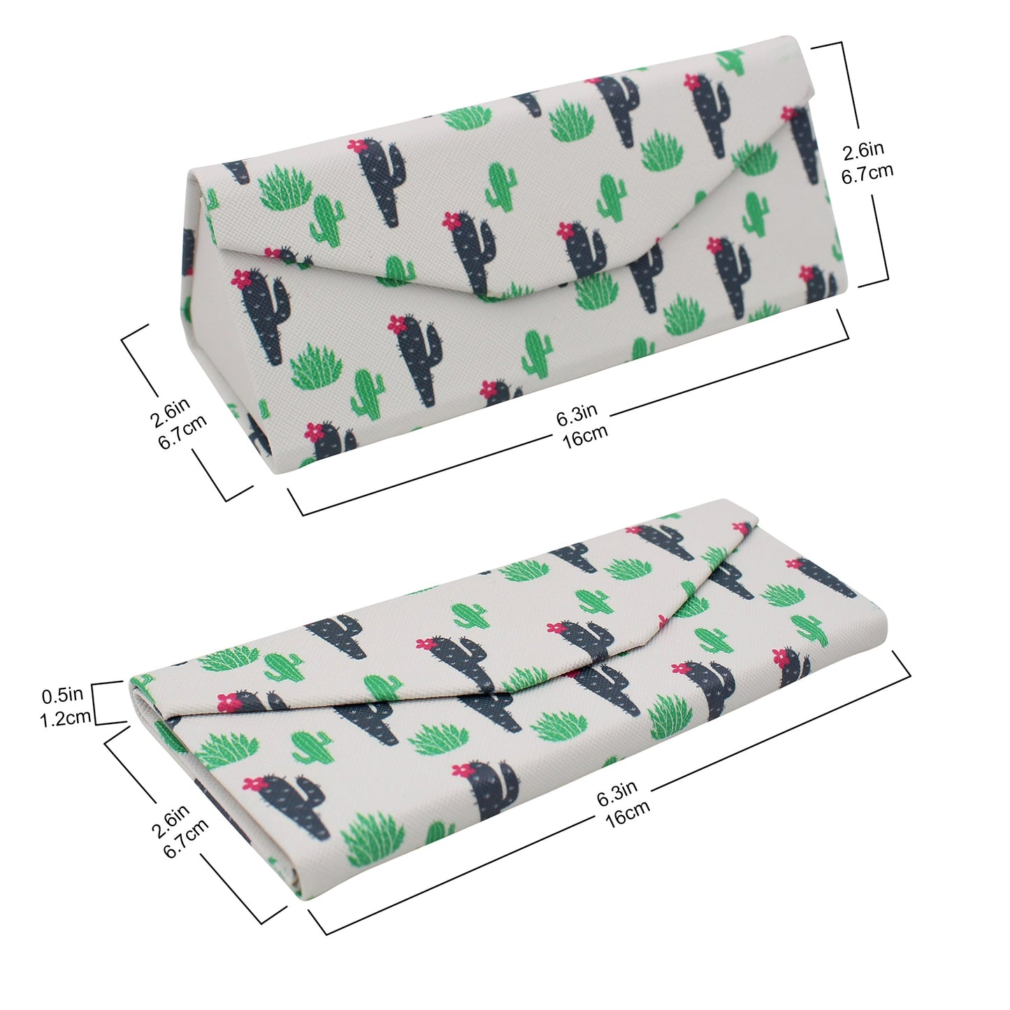 Cactus Print Print Glasses Case - Vegan Leather Magic Folding Hardcase
