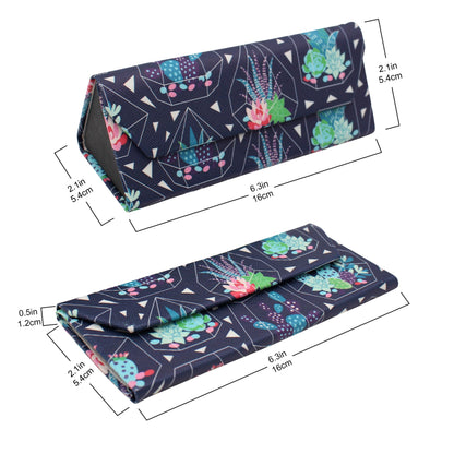 Small Succulent Terrarium Print Glasses Case - Vegan Leather Magic Folding Hardcase