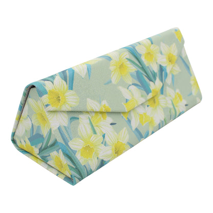 Daffodil Print Glasses Case - Vegan Leather Magic Folding Hardcase