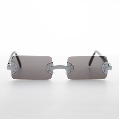 90s Vintage Rectangle Rimless Punk Goth Sunglass - Rebel 1