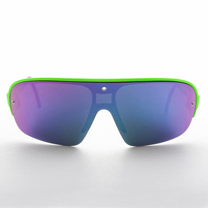 Mirror Wraparound Lens 80s Futuristic Sunglasses - Renoir